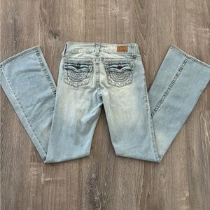 Vintage Y2k Hydraulic Low Rise Flare Denim Jeans (3/4)
